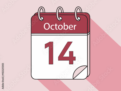 October 14 Calendar Icon – Important Date Reminder Graphic for Events & Planning