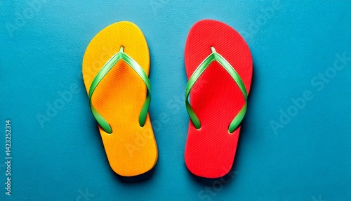 Top View of Plain Vibrant Rubber Flip-Flops with No Branding