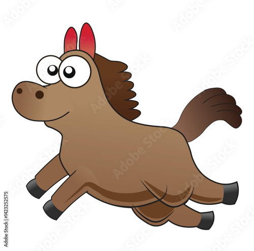 Cute Cartoon Horse and Her Cub Foal Vector Illustration