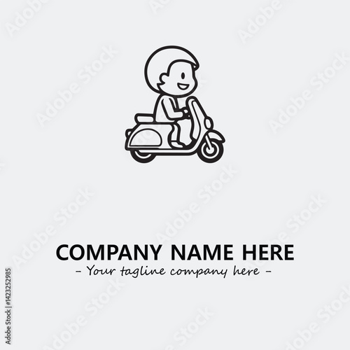 Scooter silhouette illustration black and white for logo company vector image
