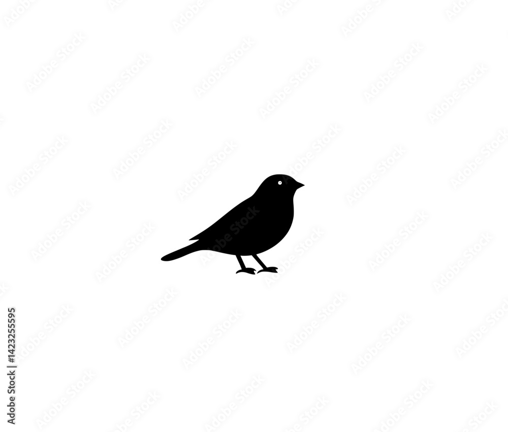 Silhouette icon of a small bird standing, perfect for minimalist design and graphics use Silhouette icon of a small bird standing, perfect for minimalist design and graphics use