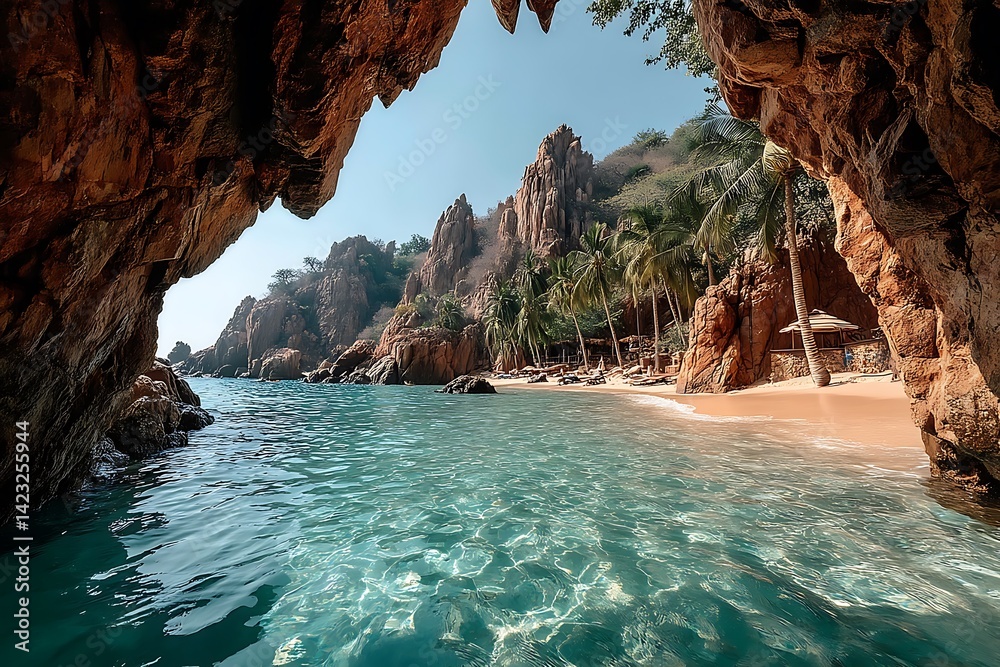 Tropical Beach Cave View
