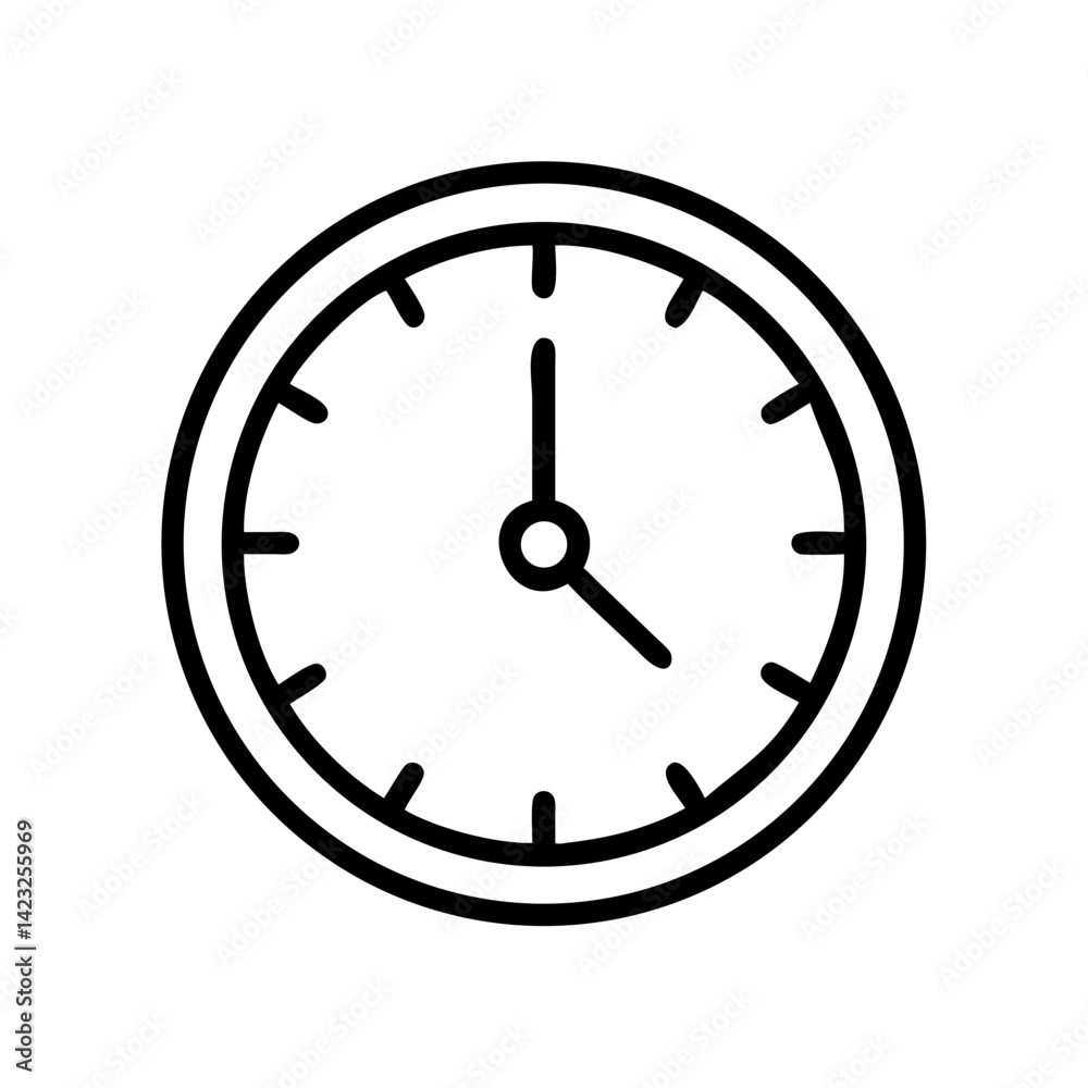 Wall Clock with Hour and Minute Hands Icon Design Wall Clock with Hour and Minute Hands Icon Design