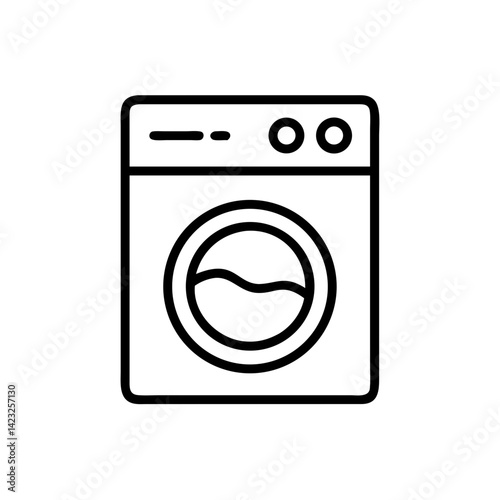 Washing Machine with Circular Door Icon Design