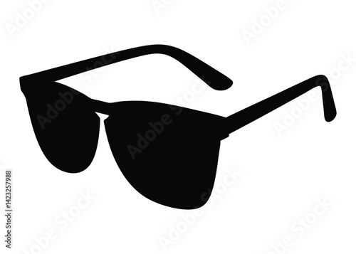 Stylish Black Sunglasses Silhouette Icon Illustration