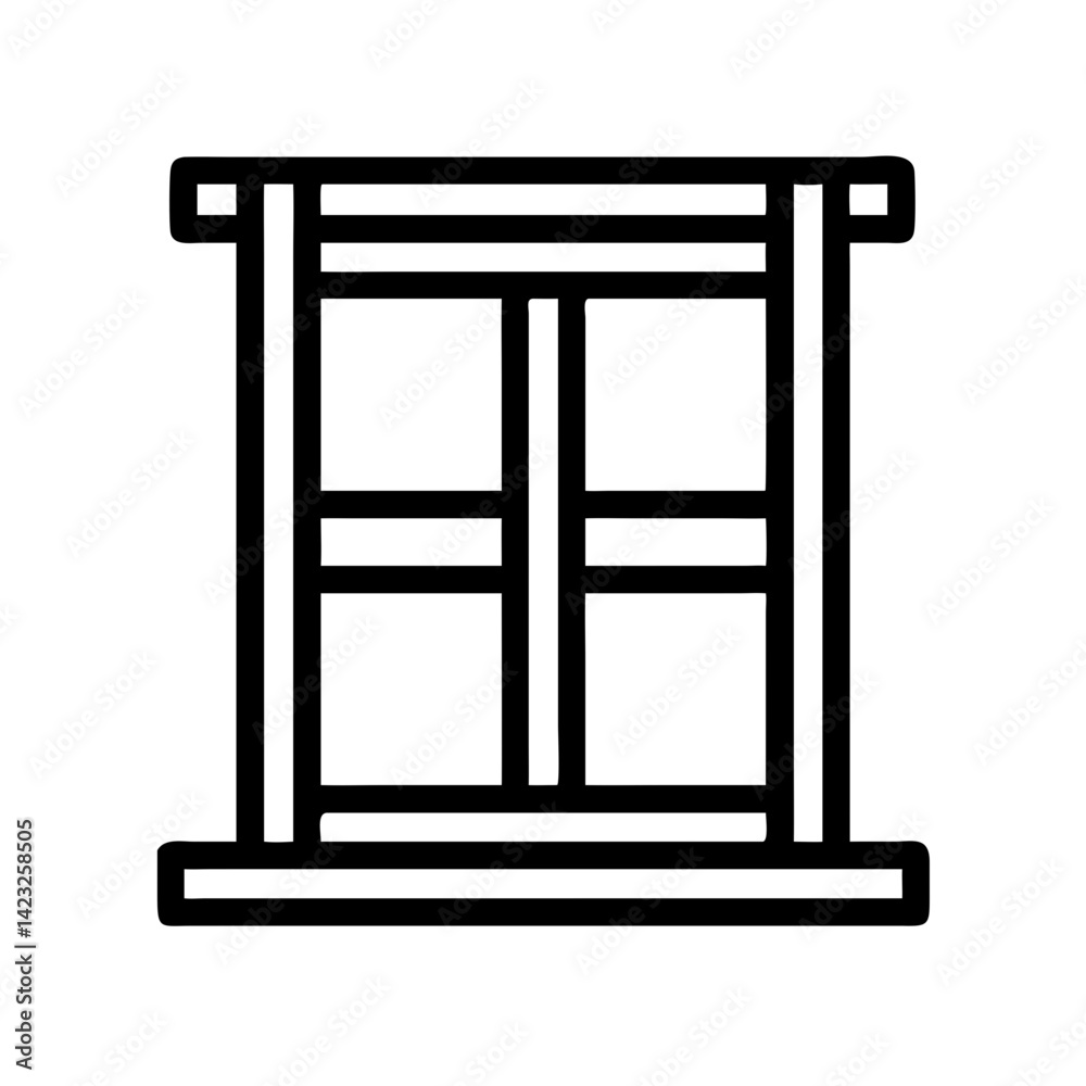 Window Frame with Crossbars Icon Design Window Frame with Crossbars Icon Design