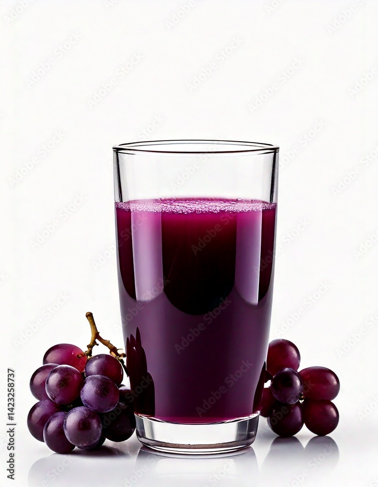 Grape Juice in Simple Glass, Deep Purple, No Branding, Front View, Isolated on White background Grape Juice in Simple Glass, Deep Purple, No Branding, Front View, Isolated on White background