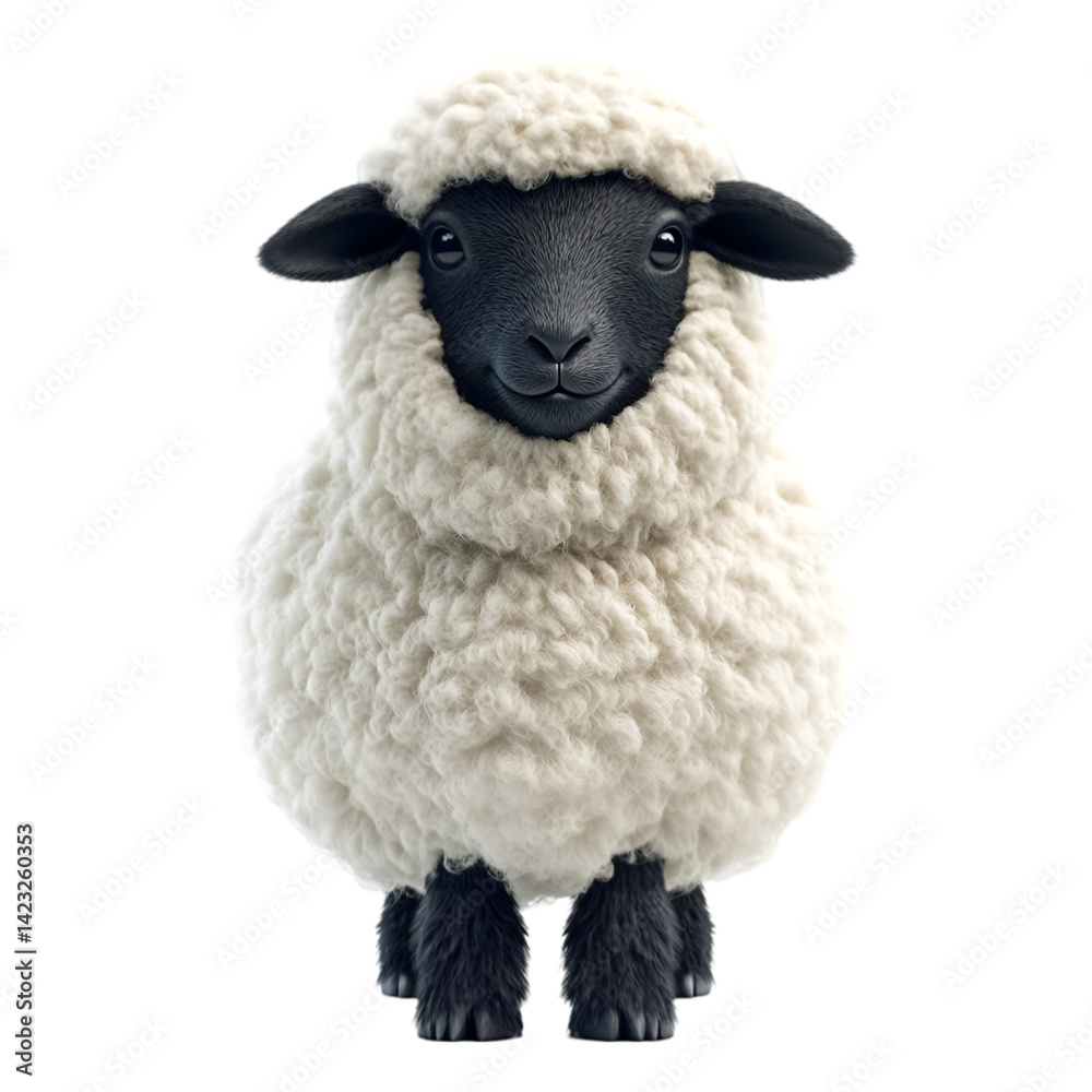 Fototapeta premium Sheep funny action 3d rendering icon