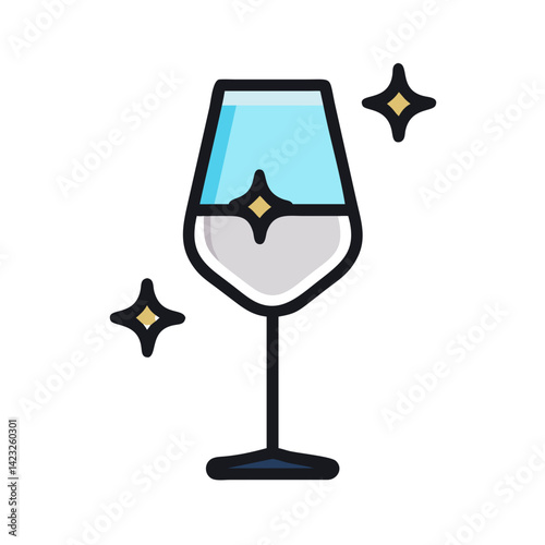 Wine Glass with Sparkle Icon Design photo