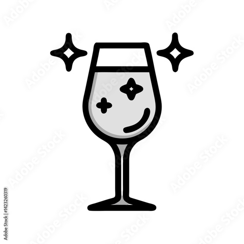 Wine Glass with Sparkle Icon Design