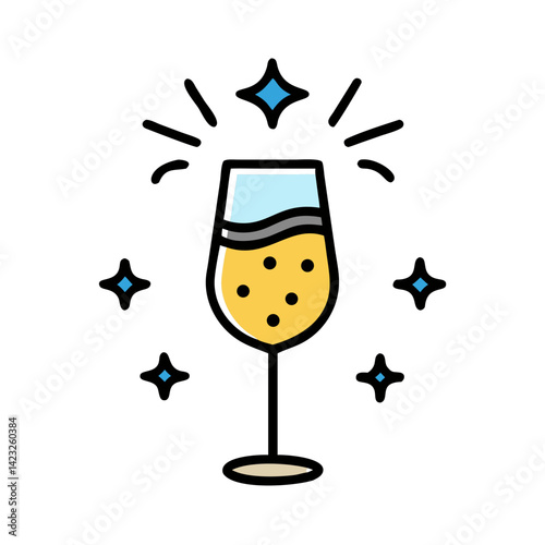 Wine Glass with Sparkle Icon Design photo