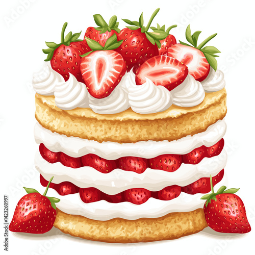 Strawberry Shortcake with Whipped Cream and Fresh Berries
