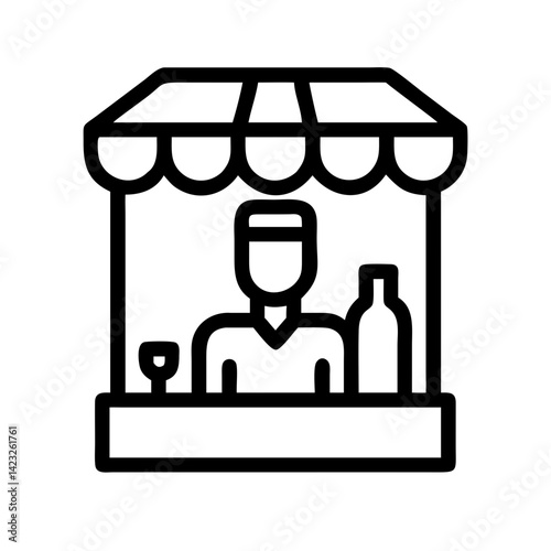 Wine Vendor at Outdoor Market Icon Design photo