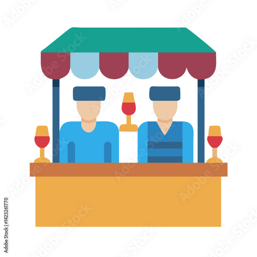 Wine Vendor at Outdoor Market Icon Design photo