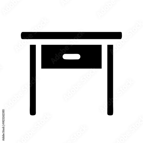 Wooden Study Desk with Drawer Icon Design