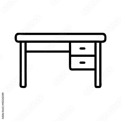 Wooden Study Desk with Drawer Icon Design