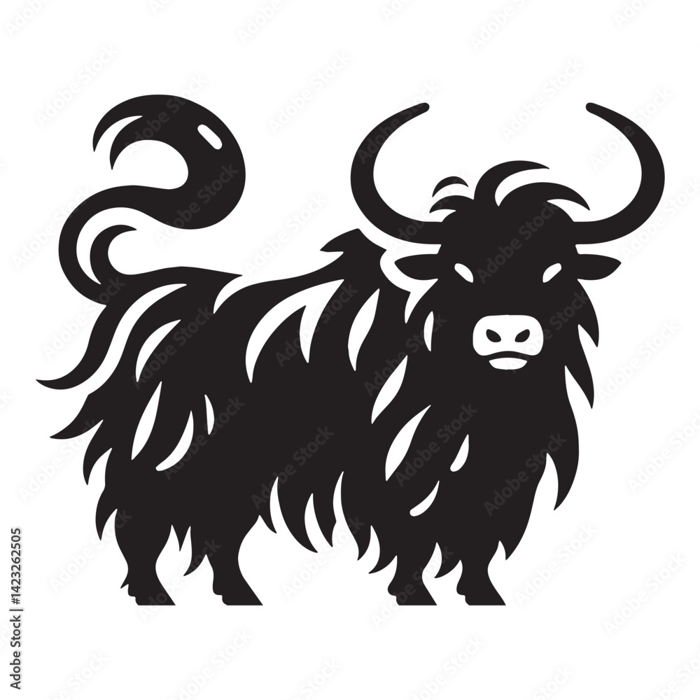 Unique yak silhouette in vector format with bold design elements for branding – yak silhouette – yak vector – yak illustration – silhouette of yak – yak icon

