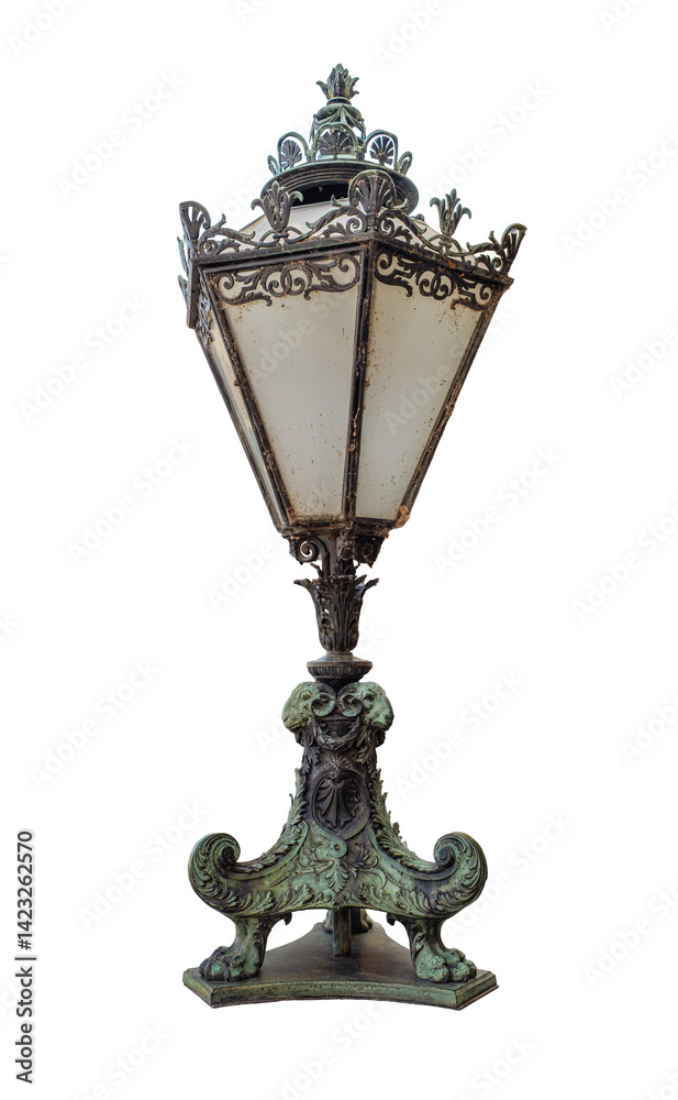 Fototapeta premium Classic old lamp post isolated on a white background
