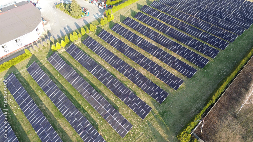 Solar panels on green energy farm