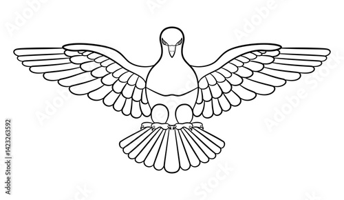 Holy spirit, or Holy Ghost, as a dove. Third divine Person of the Trinity, a triune god manifested as God the Father, God the Son and God the Holy Spirit, each being God. Isolated illustration. Vector