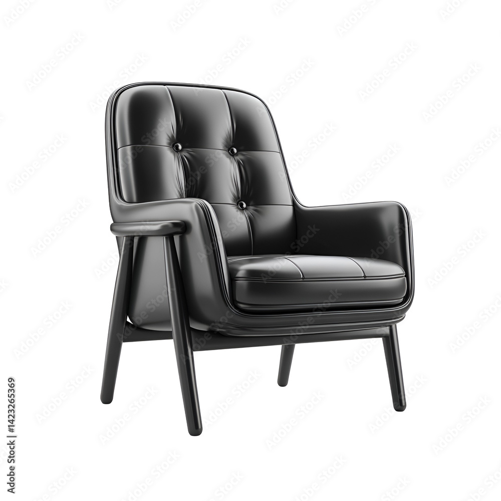 Naklejka premium black armchair 3D rendering isolated on white background