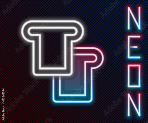 Glowing neon line Bread toast for sandwich piece of roasted crouton icon isolated on black background. Lunch, dinner, breakfast snack. Colorful outline concept. Vector