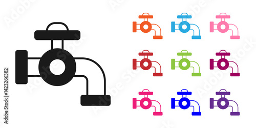 Black Water tap icon isolated on white background. Set icons colorful. Vector