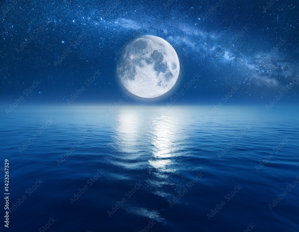 Fototapeta premium Romantic Moon And Starry Sky