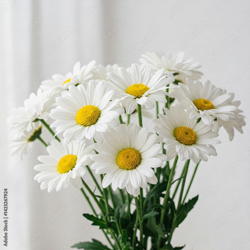 Obraz premium White daisy bouquet with fresh petals and delicate soft background