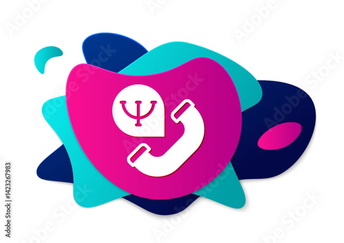 Color Online psychological counseling distance icon isolated on white background. Psychotherapy, psychological help, psychiatrist online consulting. Abstract banner with liquid shapes. Vector