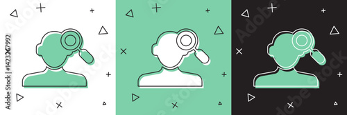 Set Finding a problem in psychology icon isolated on white and green, black background. Vector