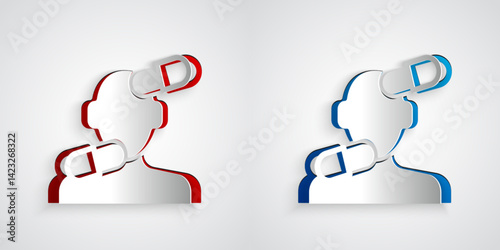Paper cut Sedative pills icon isolated on grey background. Paper art style. Vector