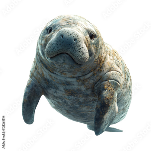Manatee funny action 3d rendering icon on white background