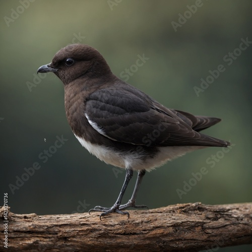 Storm Petrel bird on piece of wood