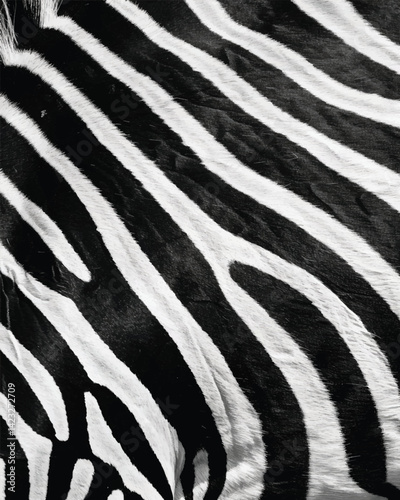 Close-up of zebra stripes: nature's black and white patterned wonder