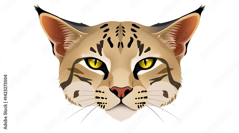 Obraz premium Brown Spotted Cat with Tufted Ears – Bold Digital Feline Portrait