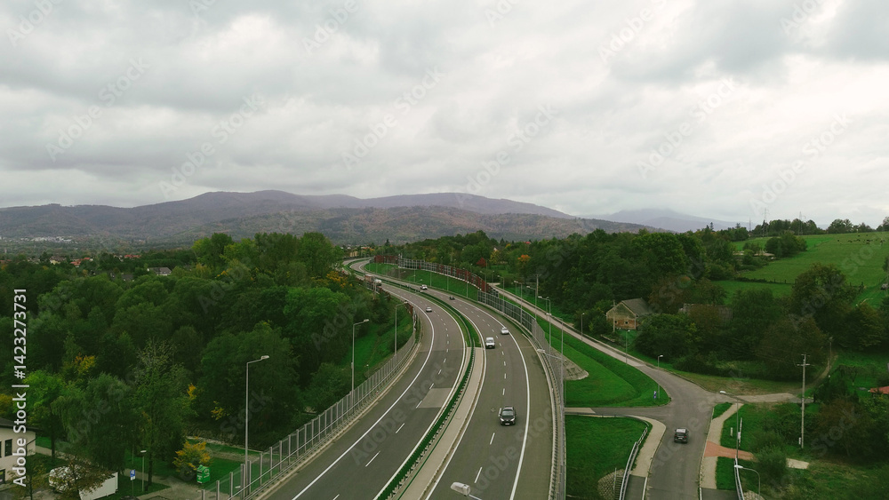 Scenic highway view through lush greenery