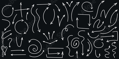 Line hand drawn brush marker underline, highlight, star element set