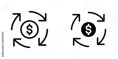 Cash flow icon vector symbol collection on white background.