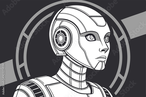 Futuristic Robot Head Advanced Cybernetic Illustration
