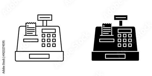 Cash register icon vector symbol collection on white background.