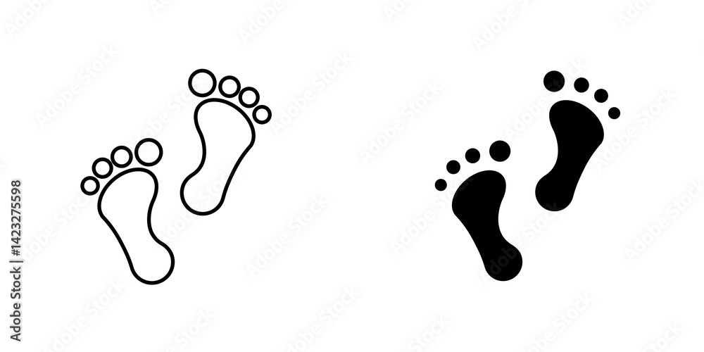 Obraz premium Footprint icon vector symbol collection on white background.