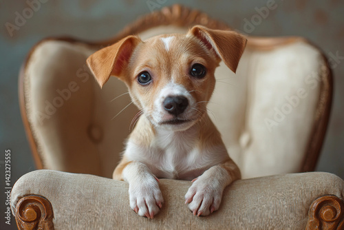 Generative AI Image of a Cute Playful Dog With a Funny Curious Expression