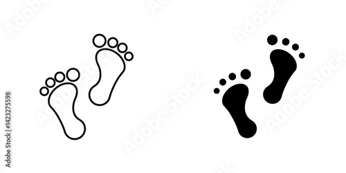 Footprint icon vector symbol collection on white background.