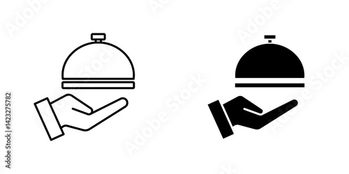 Hand holding tray icon vector symbol collection on white background.
