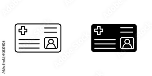 Insurance card icon vector symbol collection on white background.