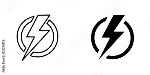 Lightning icon vector symbol collection on white background.