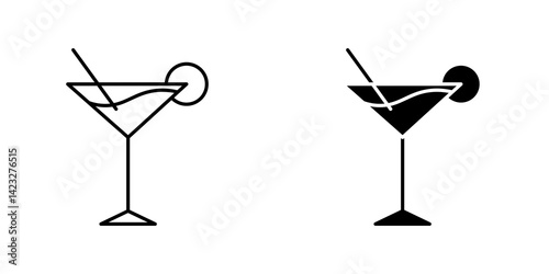Martini glass icon vector symbol collection on white background.