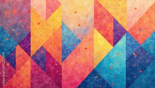 Abstract geometric shapes repeat in calming palette , illustration, grey, purple