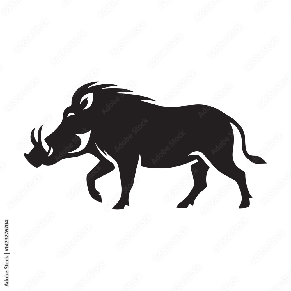 Fototapeta premium Artistic warthog silhouette vector for use in custom wildlife logos and designs – warthog silhouette – warthog vector – warthog illustration – silhouette of warthog – warthog icon